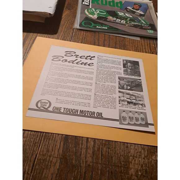 VTG 1990 Brett Bodine Quaker State Racing Driver Card NASCAR King Racing Buick - Picture 2 of 2